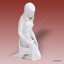 Porcelánová soška - Dívka s kočkou 21038 bílé