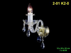 Křišťálové nástěnné svítidlo 1ramenné 2-01 K2-0 12x25x23cm