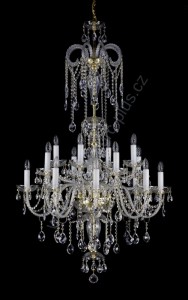 Lustr křišťálový Swarovski 2patrový 16ramenný 14L002SW16 91x150cm zlacený řetěz