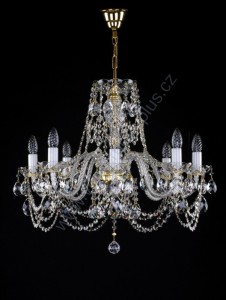 Lustr křišťálový Swarovski 8ramenný 2L142SW8 67x60cm zlacený řetěz