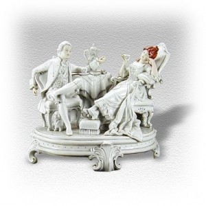 Porcelánová socha - Odpolední čaj, svačina dekor protěž