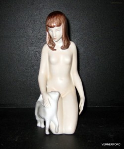 Porcelánová soška - Dáma s kočkou 21038 natur