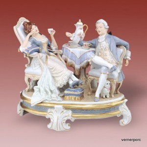 Porcelánová soška - Odpolední čaj, svačina dekor luxor