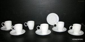 Šálek s podšálkem na kávu, Future, bílý porcelán 6ks