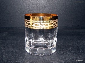Sklenice Whisky křišťálová ručně broušené plochy zlacená 300 ml. 6ks.