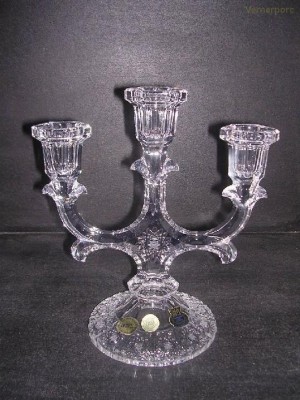 Svícen tříramenný křišťálový broušený 93001/00001/255 Tom Crystal Bohemia 