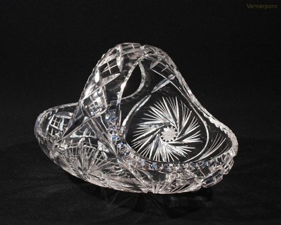 Koš křišťálový broušený 96014/26008/230  23cm. Tom Crystal Bohemia 