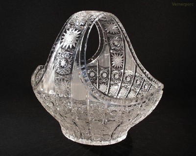 Koš křišťálový broušený 96027/57001/355  35,5cm. Tom Crystal Bohemia 