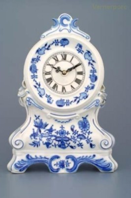Krbové hodiny s růžičkami 28cm cibulák Český porcelán 