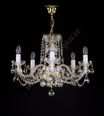 Lustr křišťálový 5ramenný 21L09026CL5 55x43cm zlacený řetěz ART JBC 