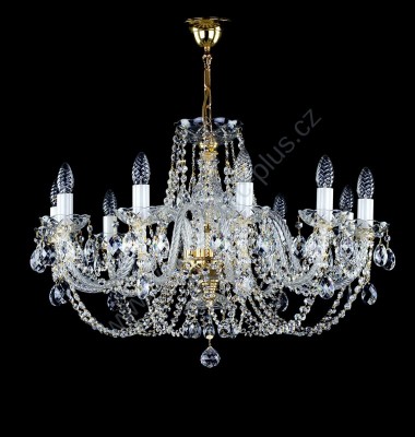 Lustr křišťálový exclusiv 10ramenný 12L047CE10 75x52cm zlacený řetěz ART JBC 