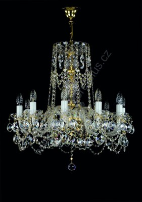 Lustr křišťálový Swarovski 10ramenný 3L145SW10 66x67cm zlacený řetěz ART JBC 
