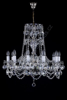 Lustr křišťálový Swarovski 10ramenný 3L145SW10nikl 66x67cm nikl řetěz ART JBC 