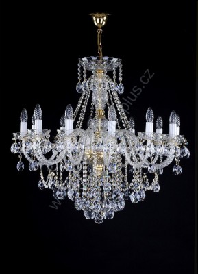 Lustr křišťálový Swarovski 12ramenný 8LA016SW12 80x77cm zlacený řetěz ART JBC 