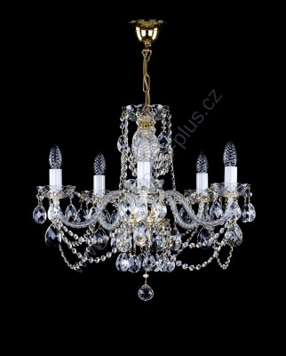 Lustr křišťálový Swarovski 5ramenný 0L10055SW5 56x48cm zlacený řetěz ART JBC 