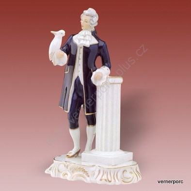 Porcelánová soška muže s papouškem Royal Dux Bohemia 