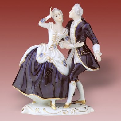 Porcelánové soška páru z rokoka Royal Dux Bohemia 