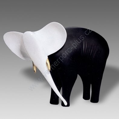 Porcelánový slon černobílý se zlatými kly Royal Dux Bohemia 