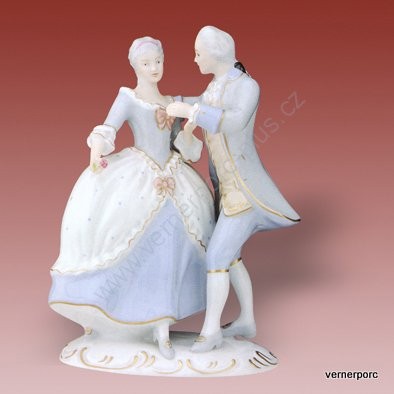 Porcelánová soška tanečního páru v rokoku Royal Dux Bohemia 
