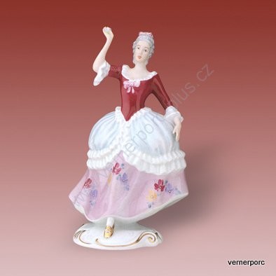Porcelánová soška tanečnice s růžovými šaty Royal Dux Bohemia 