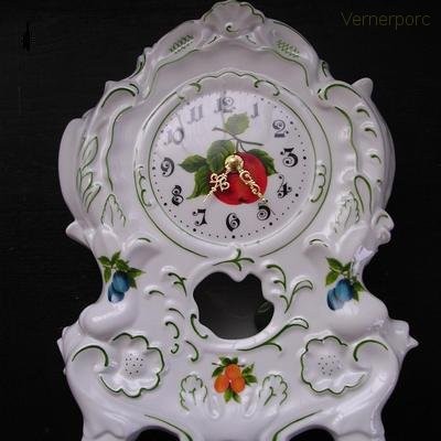 Porcelánové hodiny krbové 80H 32 cm Leander Loučky 