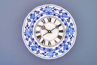 Porcelánové hodiny plné 24cm cibulák Český porcelán 