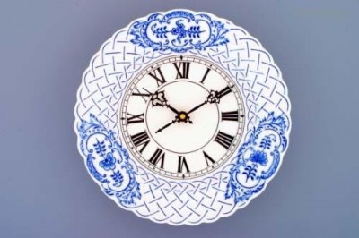 Porcelánové hodiny reliéfní 24cm Český porcelán 